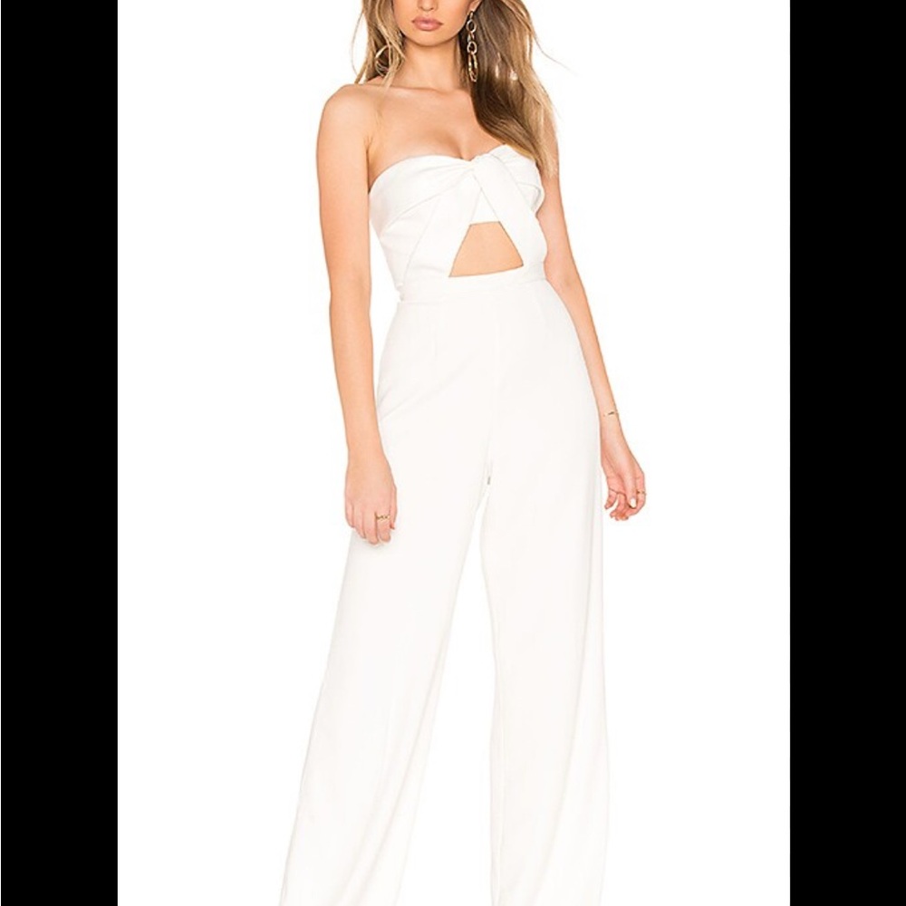 JAYGODFREY White Strapless Cutout Jumpsuit